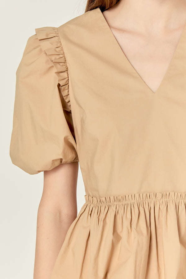 English Factory Eyelet Mixed Media Knit Top TAN