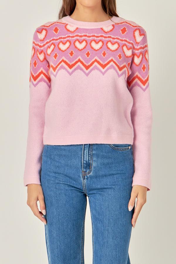English Factory Fairisle Crew Neck Sweater PINK