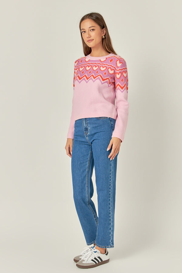 English Factory Fairisle Crew Neck Sweater PINK