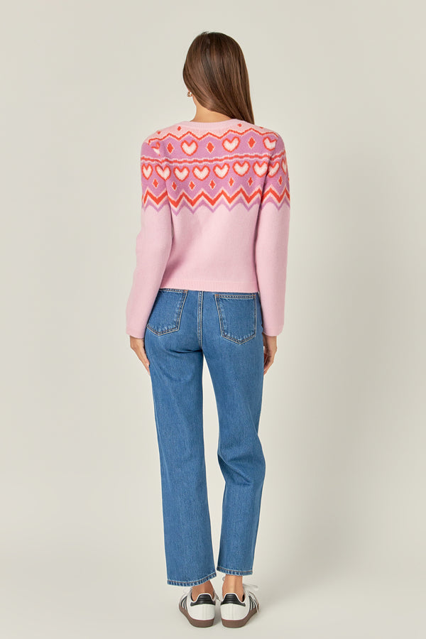 English Factory Fairisle Crew Neck Sweater PINK