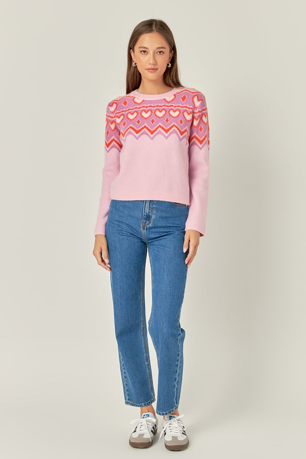 english factory Fairisle Crew Neck Sweater PINK