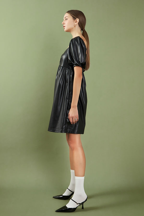 English Factory Faux Leather Mini Dress BLACK