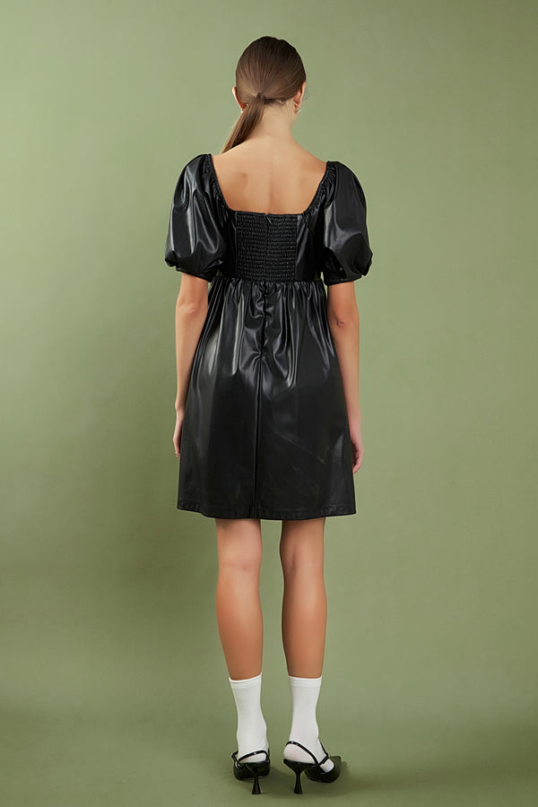 English Factory Faux Leather Mini Dress BLACK