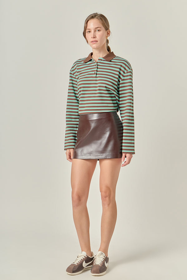 English Factory Faux Leather Skort BROWN