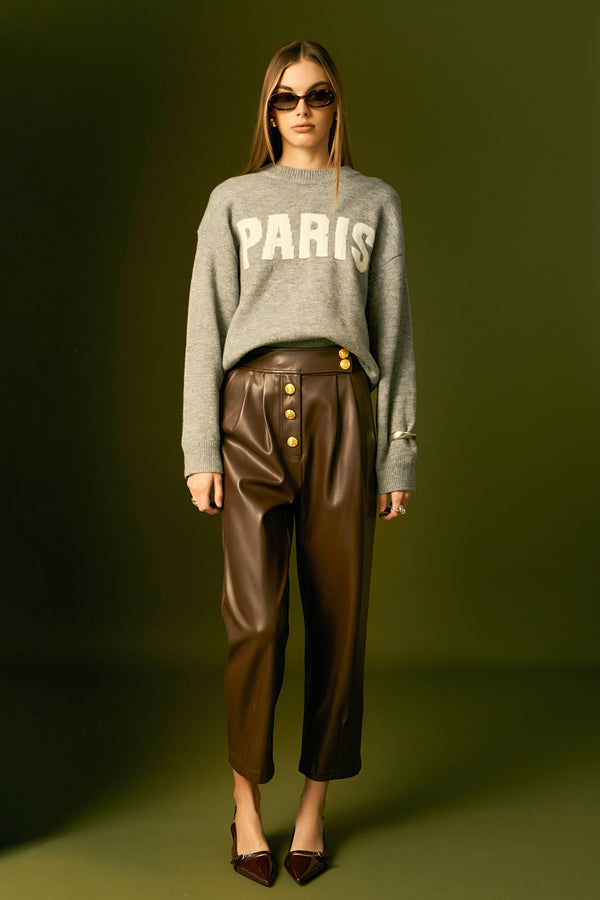 English Factory Faux Leather Trousers DARK BROWN