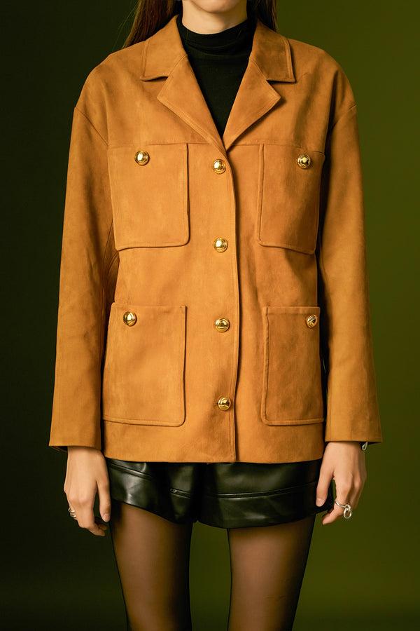 English Factory Faux Suede Jacket CAMEL