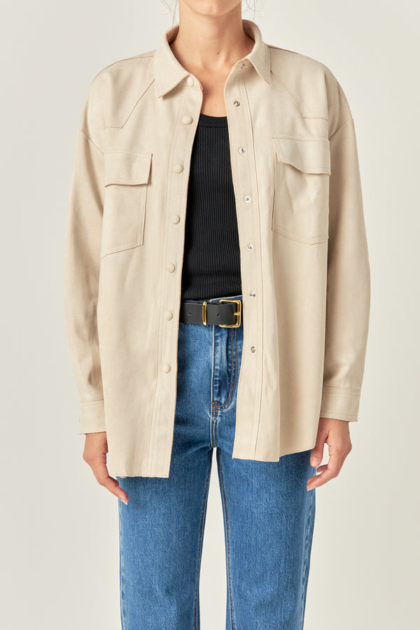 English Factory Faux Suede Oversized Shirts ECRU