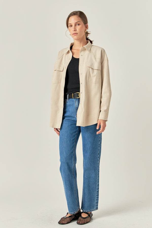 English Factory Faux Suede Oversized Shirts ECRU