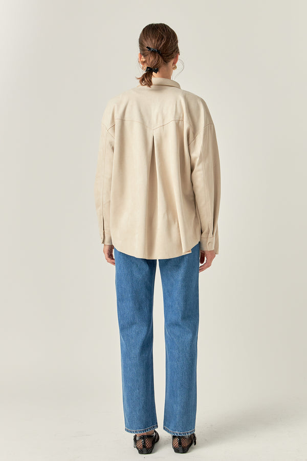 English Factory Faux Suede Oversized Shirts ECRU