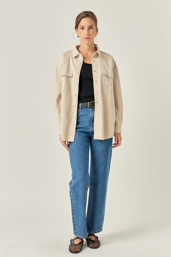 english factory Faux Suede Oversized Shirts ECRU