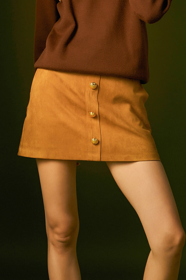 English Factory Faux Suede Skort CAMEL