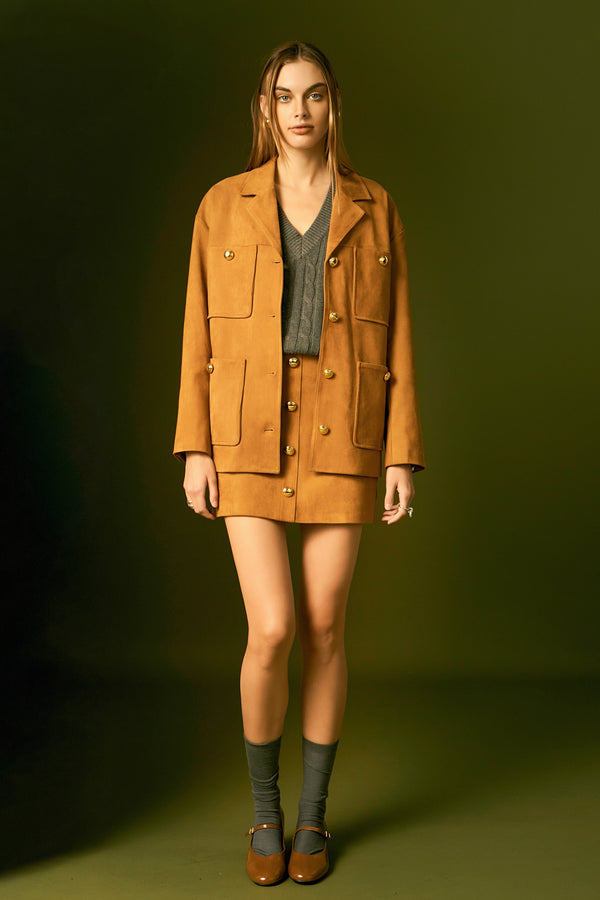 english factory Faux Suede Skort CAMEL