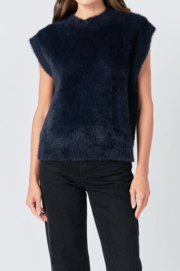 English Factory Feather Plush Knit Vest NAVY