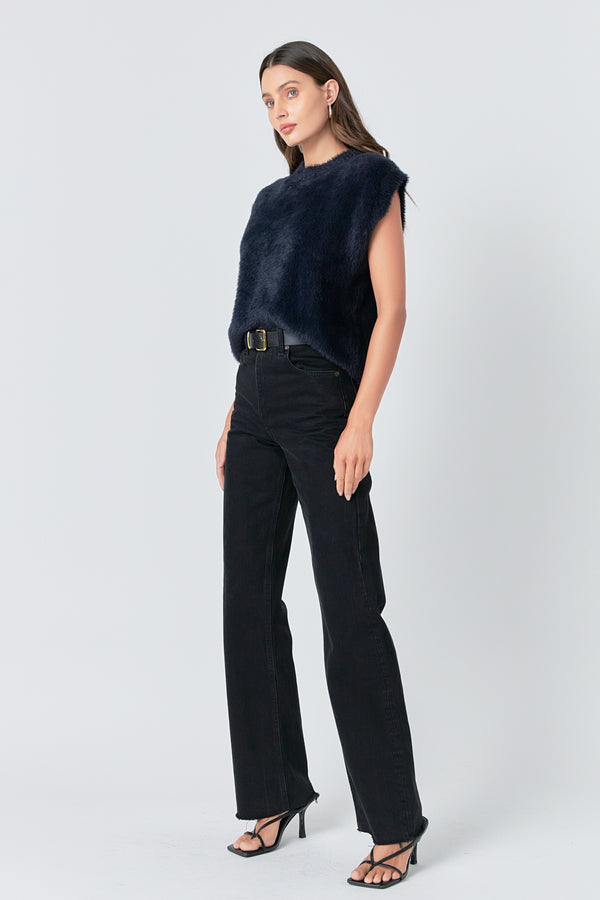 English Factory Feather Plush Knit Vest NAVY