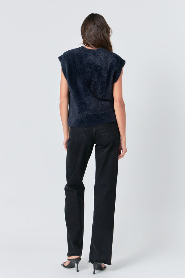 English Factory Feather Plush Knit Vest NAVY