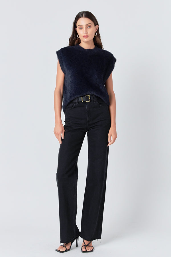 english factory Feather Plush Knit Vest NAVY