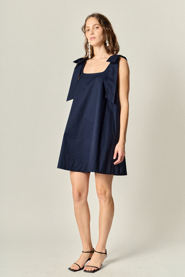 English Factory Femme Bow Detail Mini Dress NAVY
