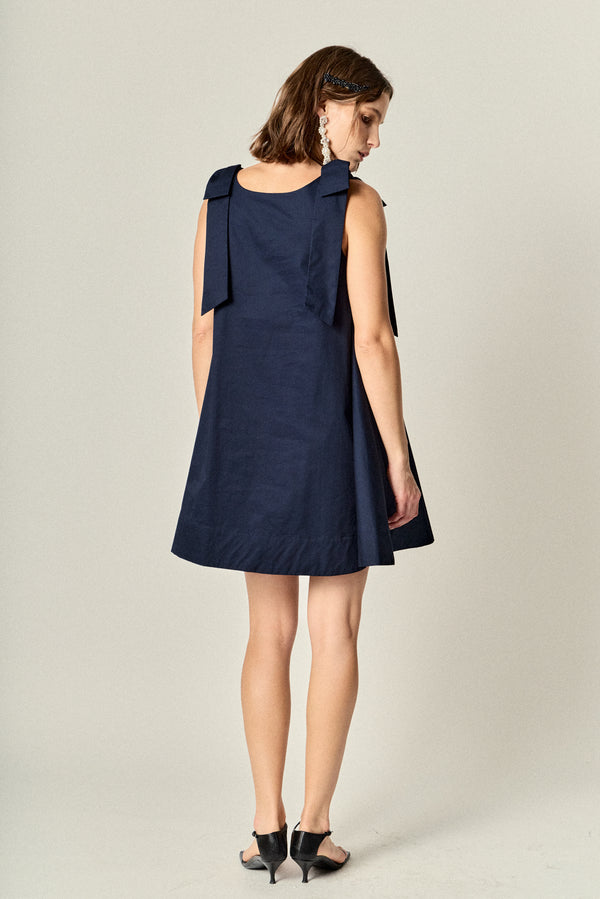 English Factory Femme Bow Detail Mini Dress NAVY
