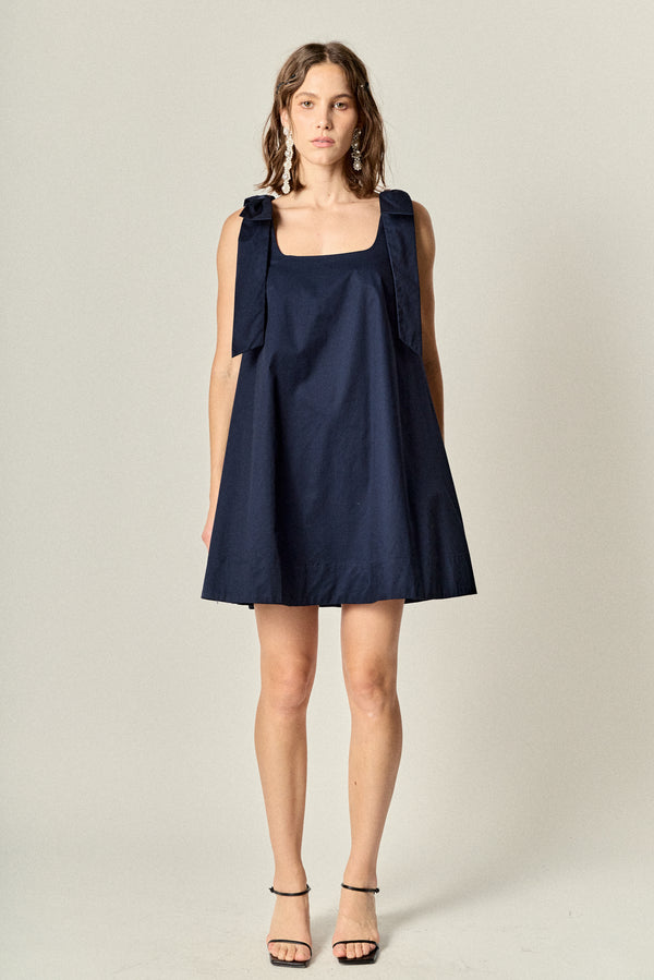 english factory Femme Bow Detail Mini Dress NAVY