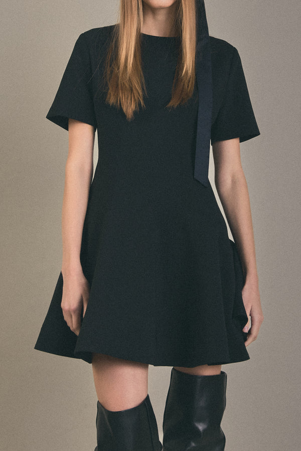 English Factory Flare Mini Dress BLACK