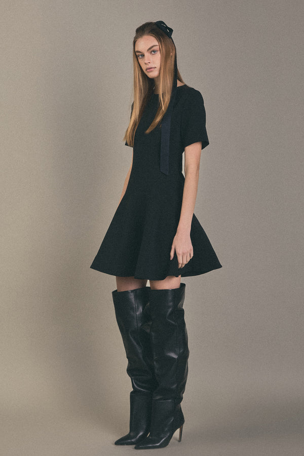 English Factory Flare Mini Dress BLACK