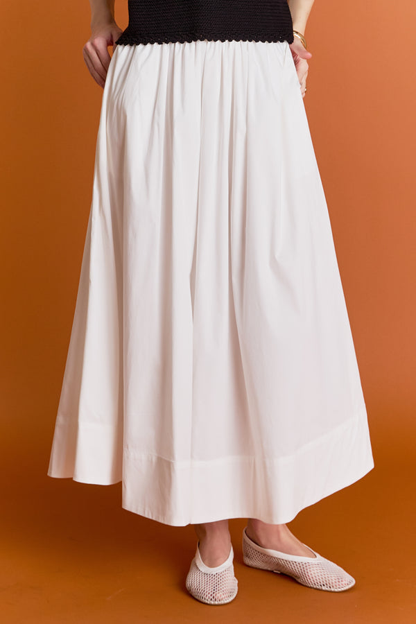 English Factory Flared Midi Skirt WHITE