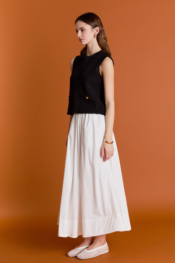 English Factory Flared Midi Skirt WHITE