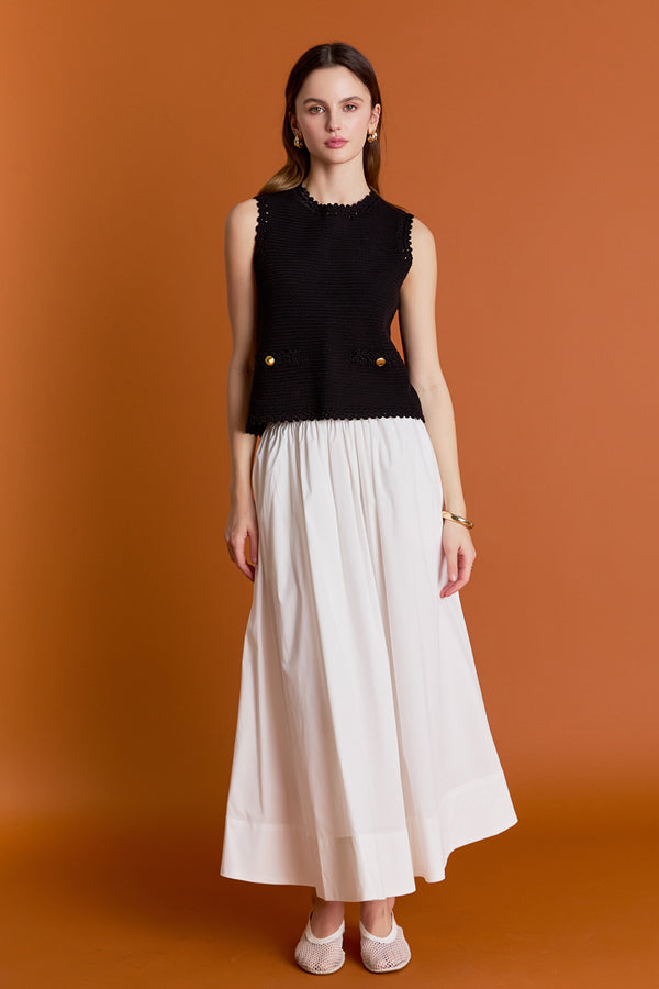 english factory Flared Midi Skirt WHITE