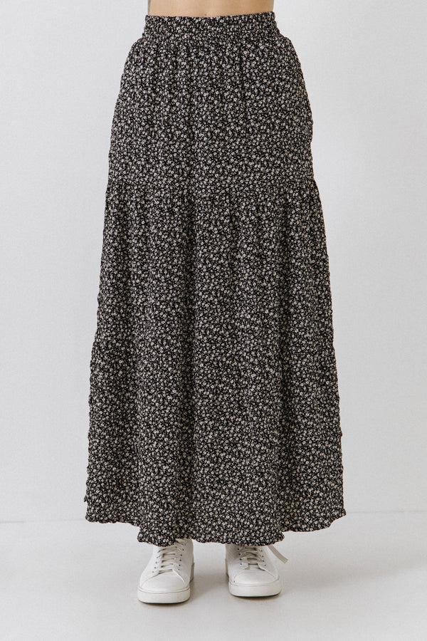 English Factory Floral Maxi Skirt BLACK