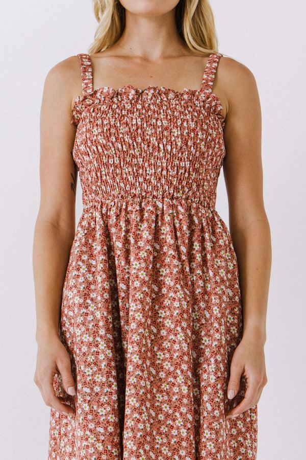 English Factory Floral Midi Dress PINK