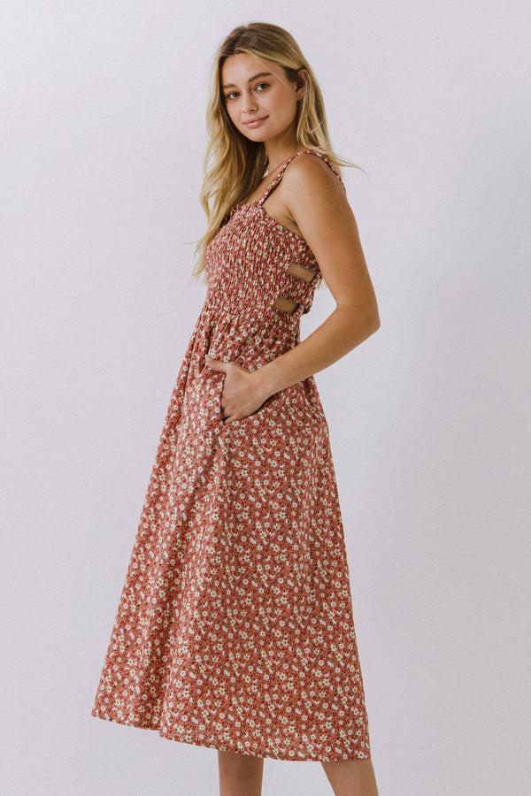 English Factory Floral Midi Dress PINK