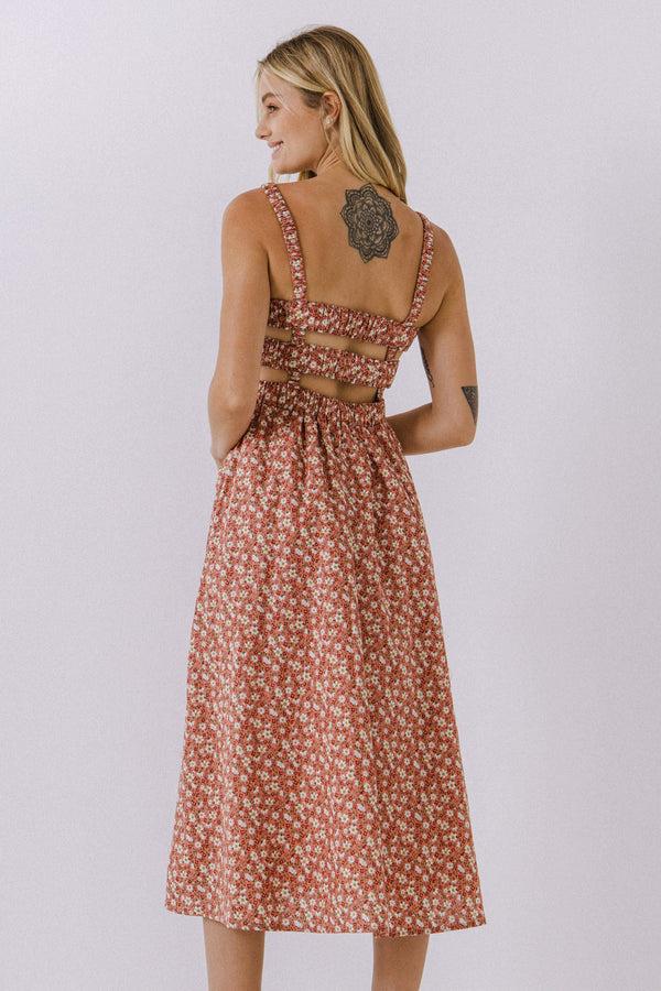 English Factory Floral Midi Dress PINK