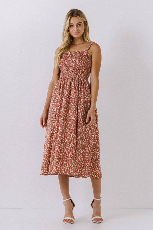 english factory Floral Midi Dress PINK
