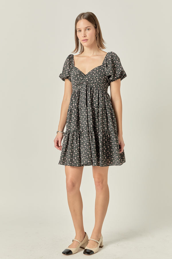 English Factory Floral Mini Dress BLACK/PINK