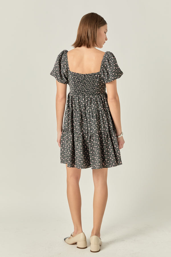 English Factory Floral Mini Dress BLACK/PINK
