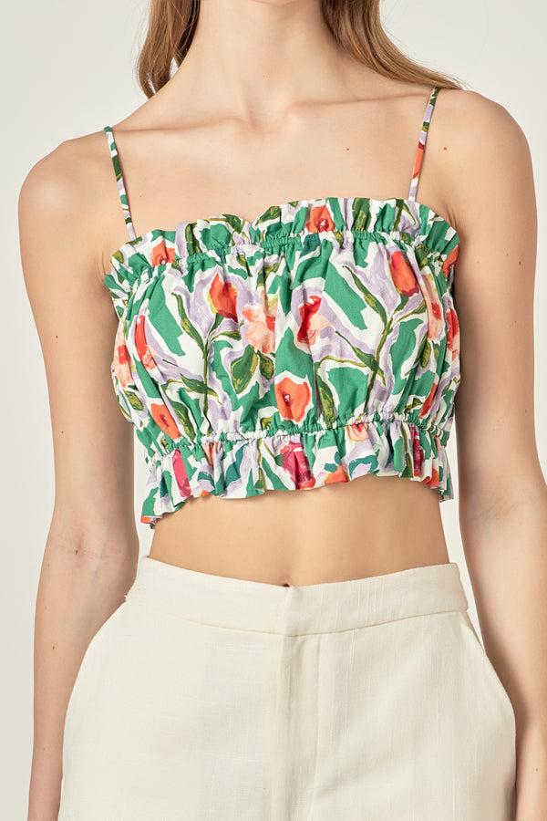 English Factory Floral Print Cropped Top MULTI