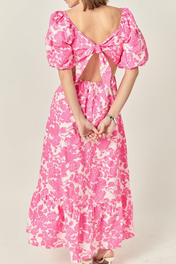 English Factory Floral Print Maxi Dress FUCHSIA