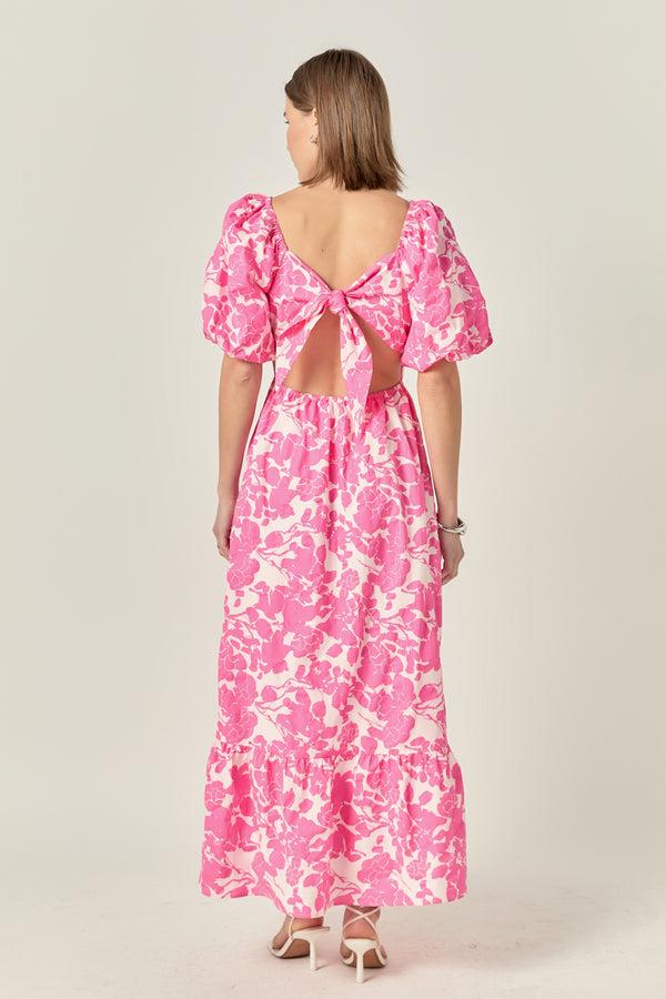 English Factory Floral Print Maxi Dress FUCHSIA