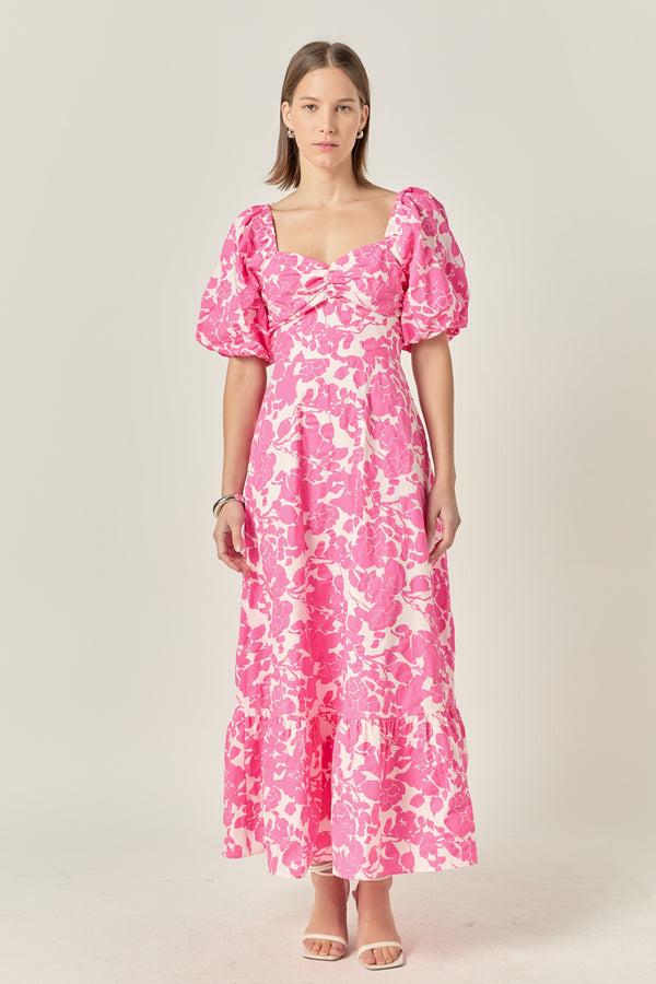 english factory Floral Print Maxi Dress FUCHSIA