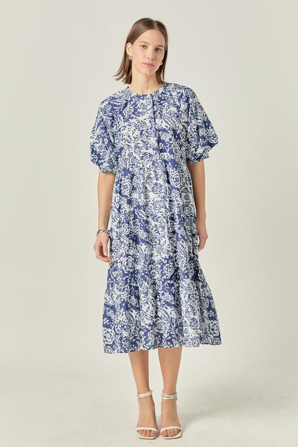 english factory Floral Print Midi Dress MULTI