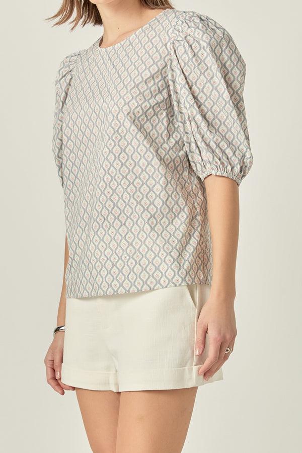 English Factory Floral Print Puff Sleeve Top MULTI