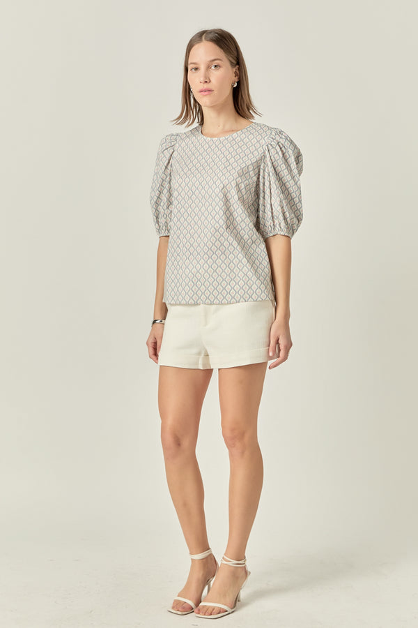 English Factory Floral Print Puff Sleeve Top MULTI