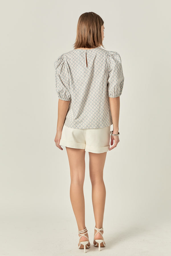 English Factory Floral Print Puff Sleeve Top MULTI