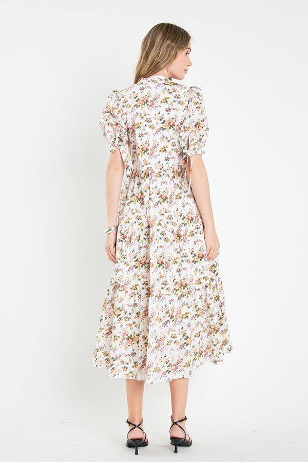English Factory Floral Tiered Midi Dress WHITE