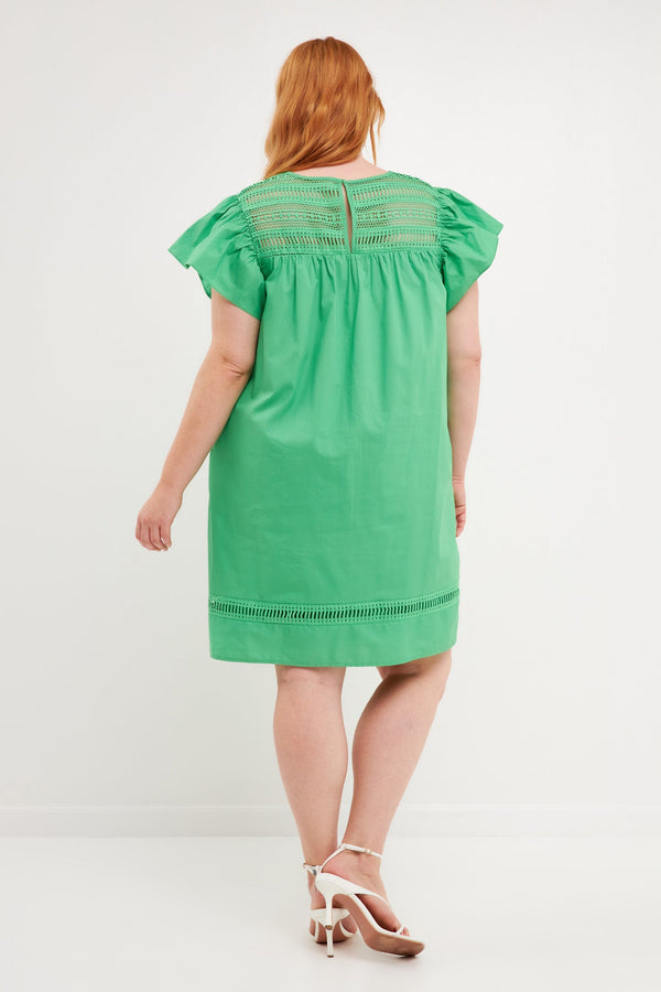 English Factory Flutter Sleeve Mini Dress GREEN