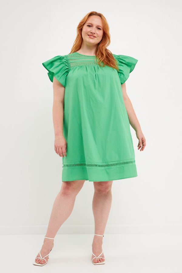 english factory Flutter Sleeve Mini Dress GREEN