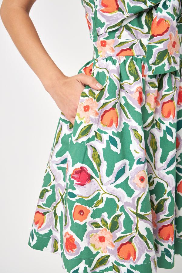 English Factory Front Tie Bustier Dress MULTI