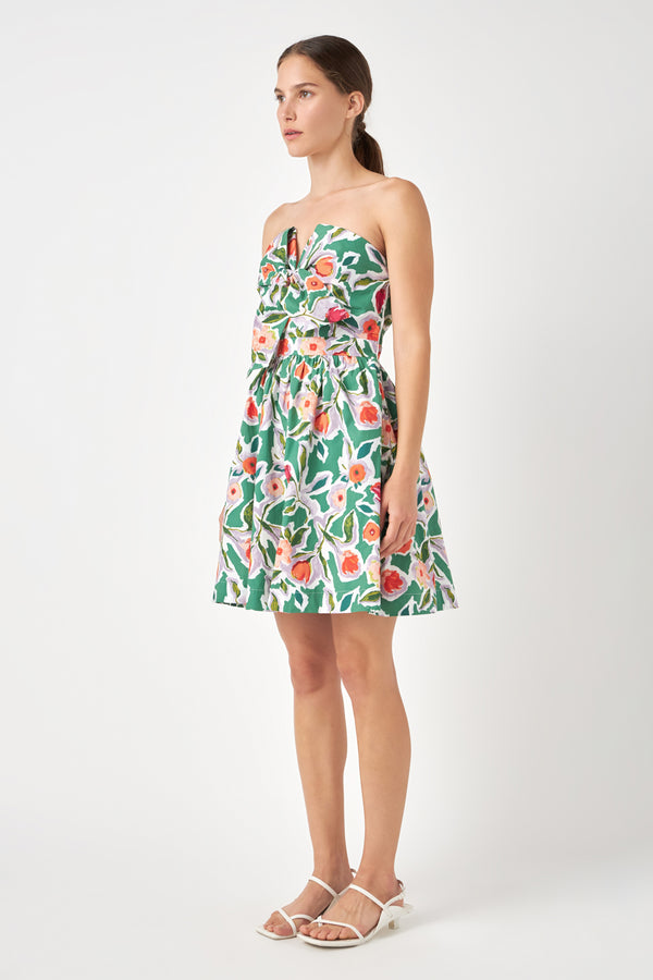 English Factory Front Tie Bustier Dress MULTI