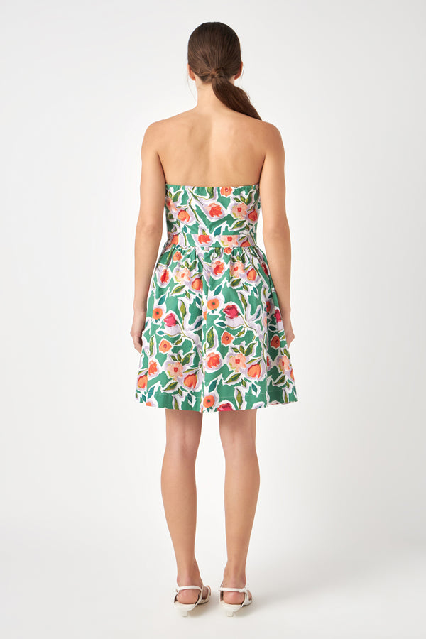 English Factory Front Tie Bustier Dress MULTI