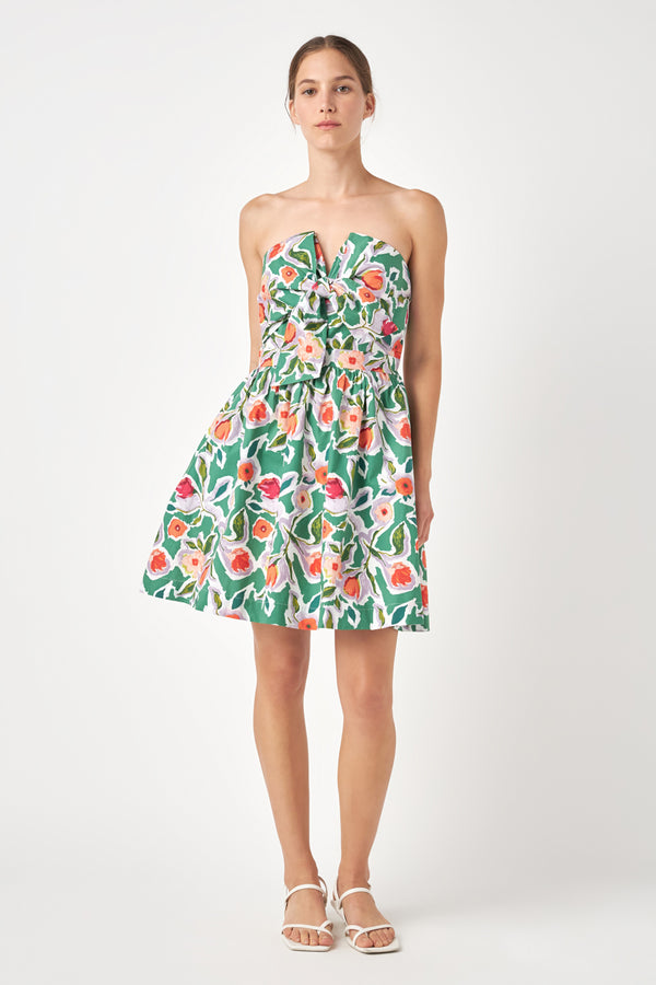 english factory Front Tie Bustier Dress MULTI